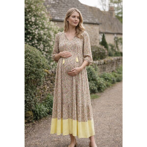 SERAPHINE Maxi Floral Nursing Maternity Dress NWT Front Zip